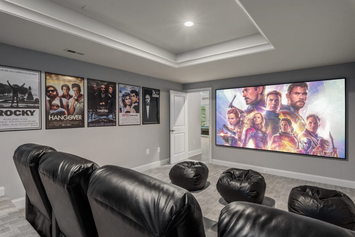 home theater basement remodeling by Oak Hill Building